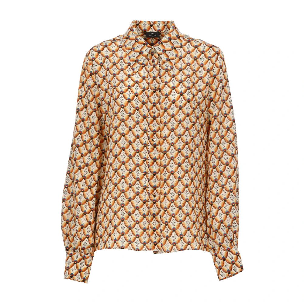 Etro Damen Orange - Kontrastreiches Floralia Seidenhemd - Blouses & Shirts - S