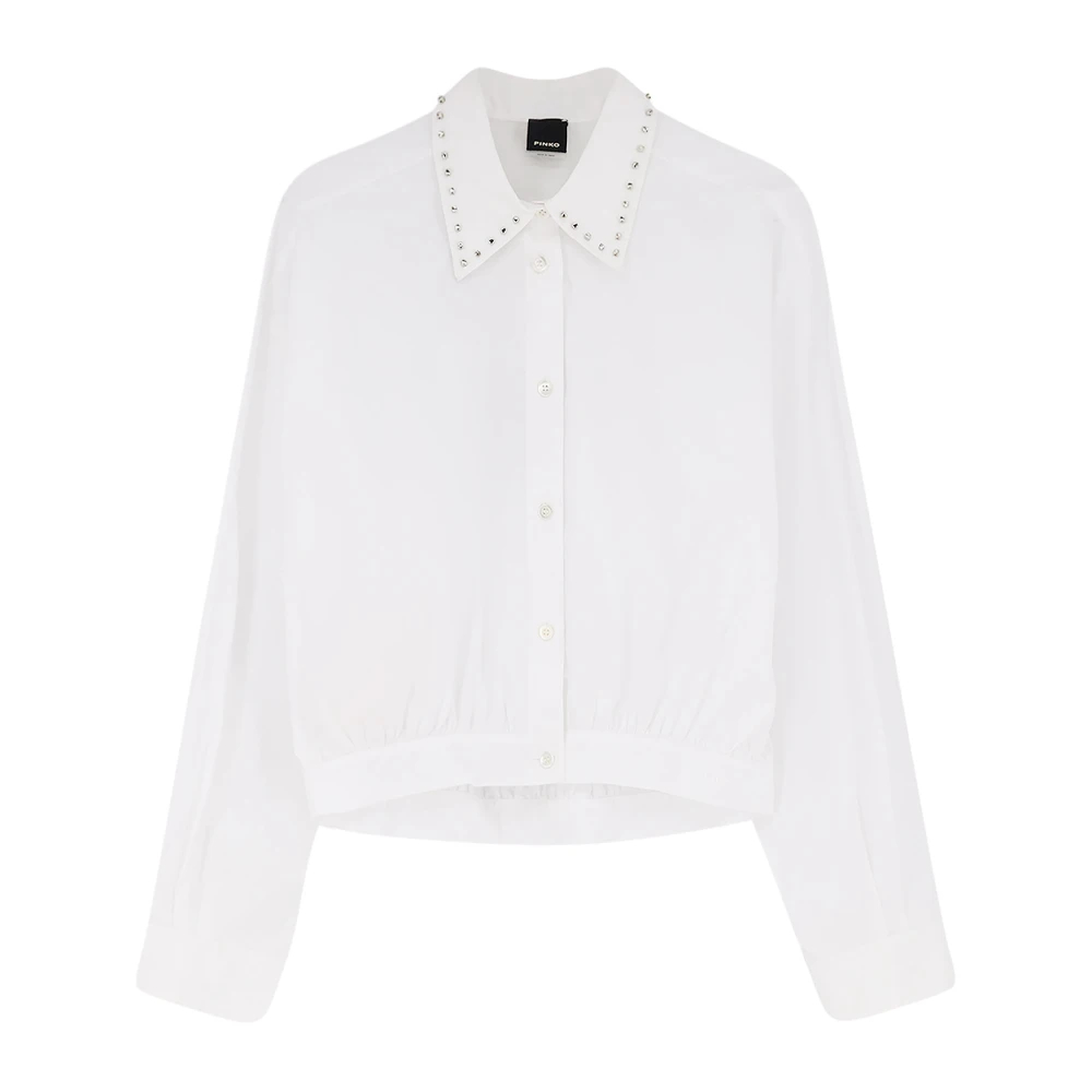 Pinko - Hemdbluse Mit Spitzem Kragen - Blouses & Shirts -Damen -Weiß -S