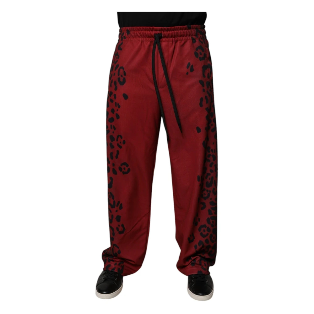 Dolce & Gabbana Herren Rot - Jogginghose Mit Em Leopardenmuster - Trousers - L