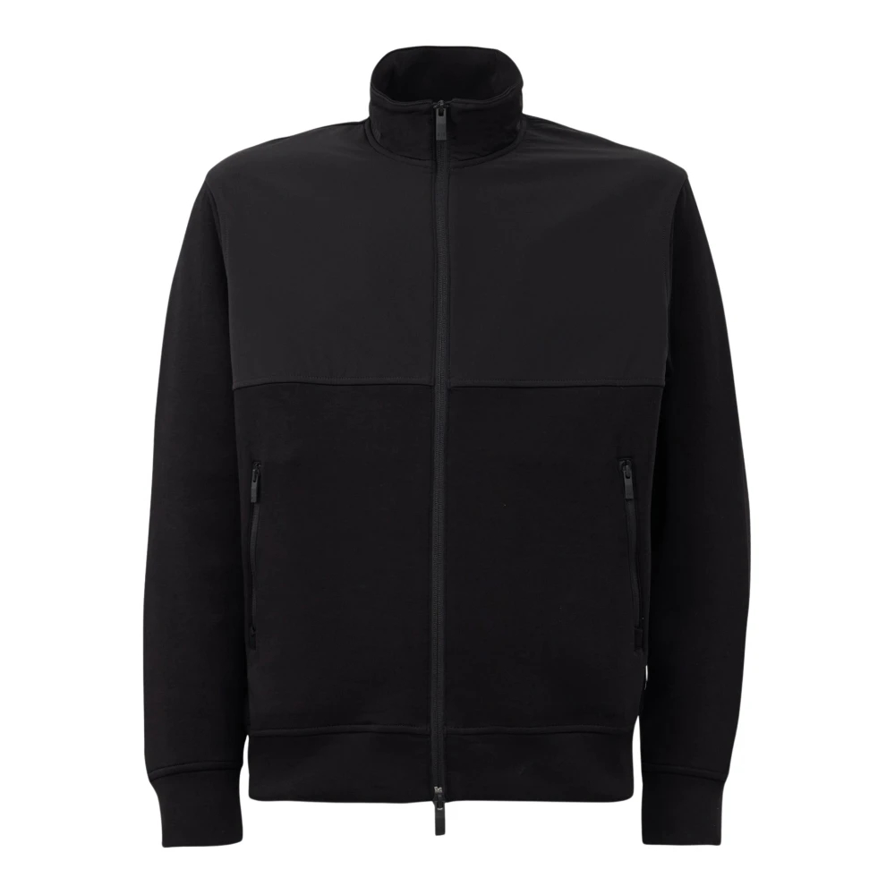 Armani Exchange Herren Schwarz - Full Zip Stretch Baumwollmischung Sweatshirt - Sweatshirts & Hoodies - K - 2XL