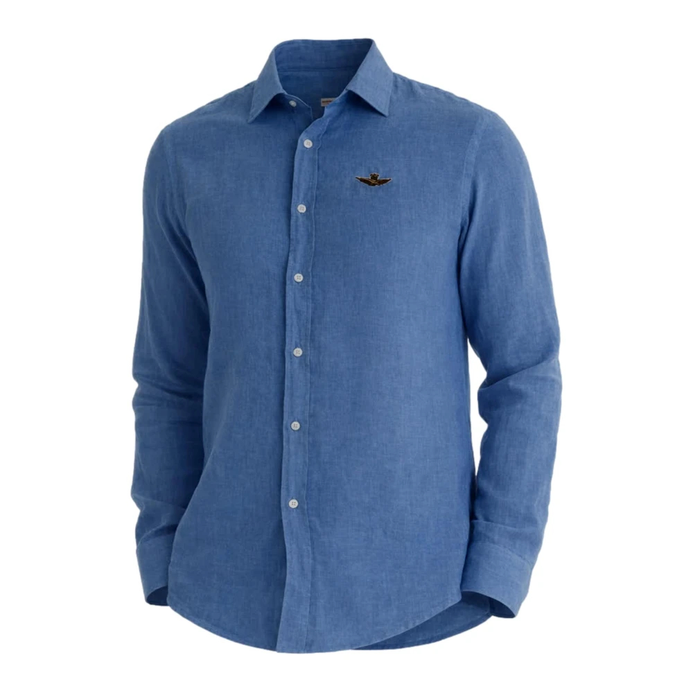 Aeronautica Militare Herren Blau - Leinenhemd - Shirts - M