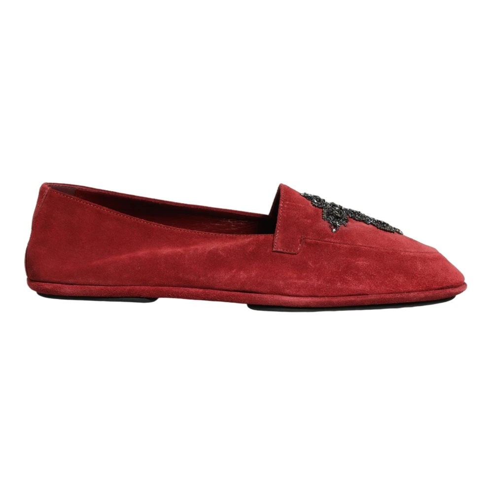Dolce & Gabbana Herren Rot - Suede Loafers - Shoes - 44 Eu