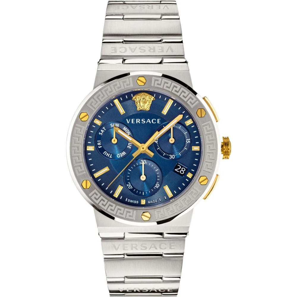 Joom Versace Herren Grau Vez900221 Blaue 43 Mm Greca Logo Uhr - Bild 5