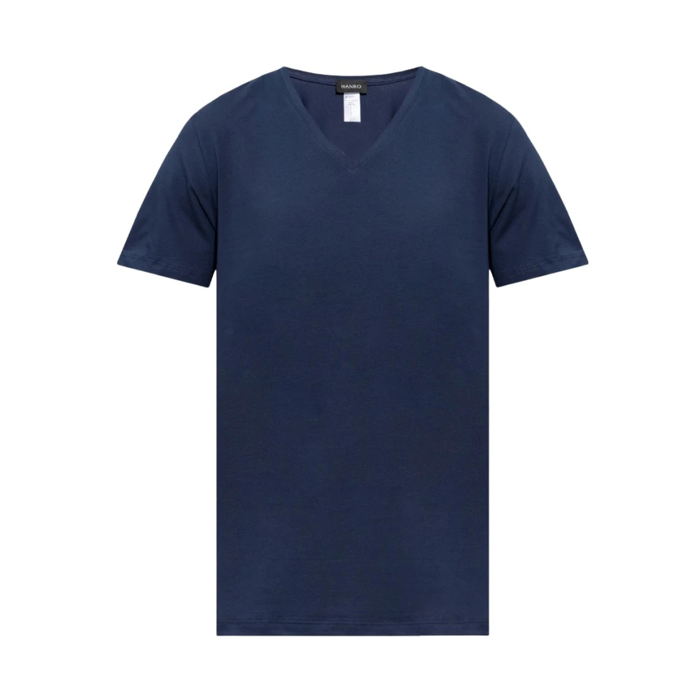 Hanro Herren Blau - Baumwoll-T-Shirt - Tops - 2XL