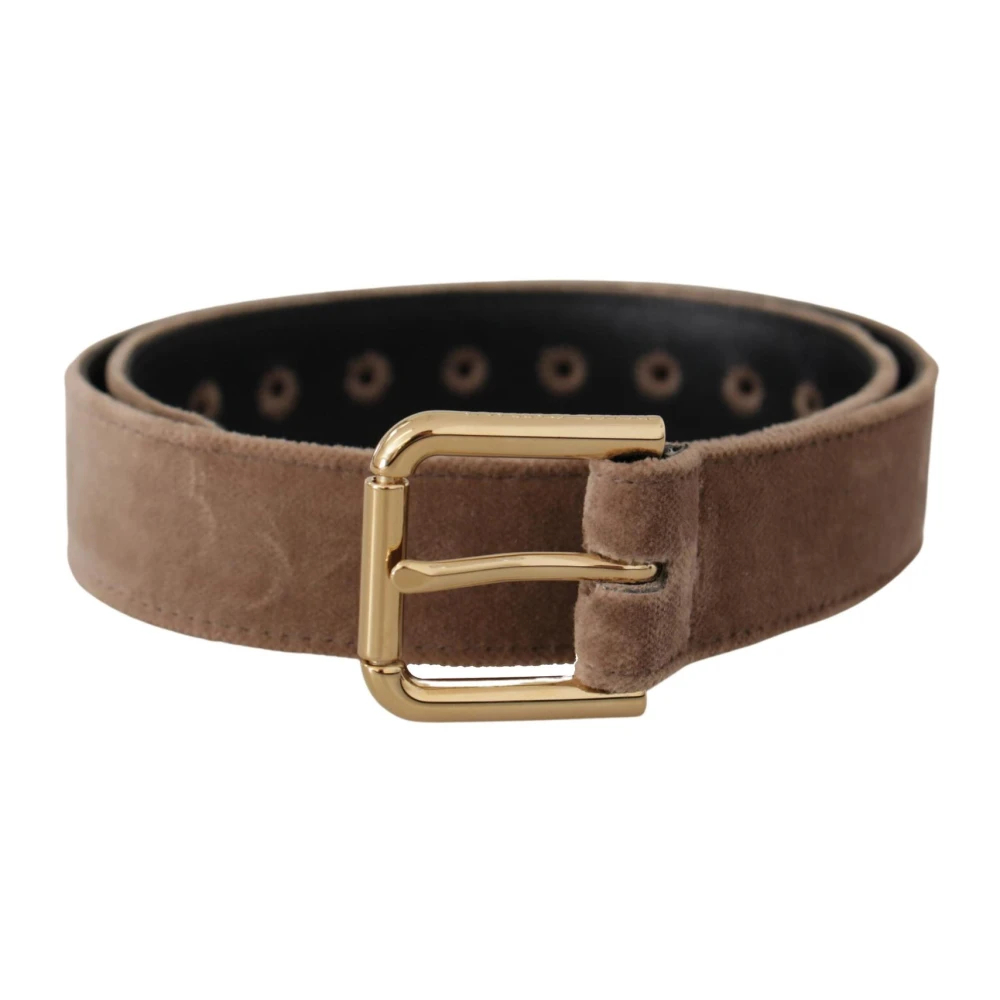 Dolce & Gabbana Damen Braun - Samt Logo Schnalle Gürtel - Accessories - One Size