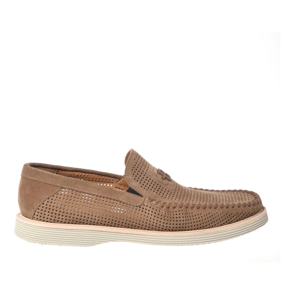 Baldinini Herren Braun - Perforated Suede Loafer - Shoes - 43 Eu