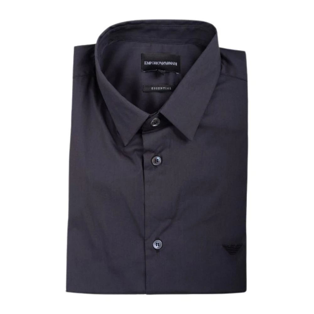 Emporio Armani Herren Schwarz - Nylon-Stretch-Hemd - Shirts - K - S