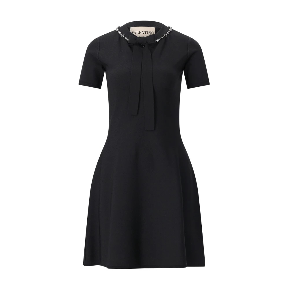 Valentino Damen Schwarz Strickkleid Mit Strassstickerei, Gr. M - Bild 5