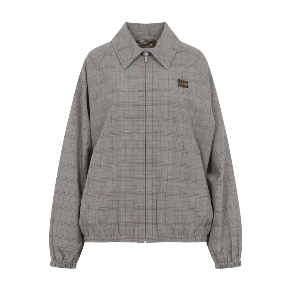 Miu Miu - Checked Blouson - Jackets - Damen - Grau - S