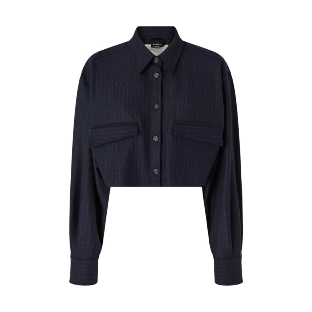 Pinko Damen Blau - Cropped-Bluse Mit Nadelstreifen - Xs-S - Bild 7