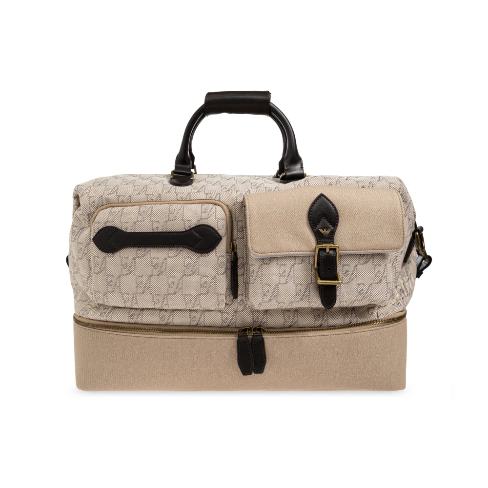 Emporio Armani Herren Beige - Monogram Carry-On Bag - Bags - One Size