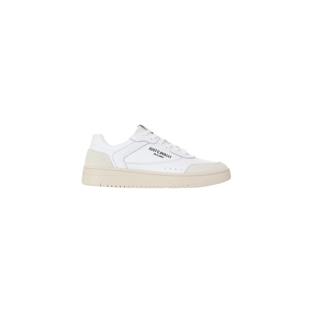 Roberto Cavalli Herren Weiße Leder-Sneakers Mit Beigefarbenen Einsätzen - Schuhe White - Bild 3