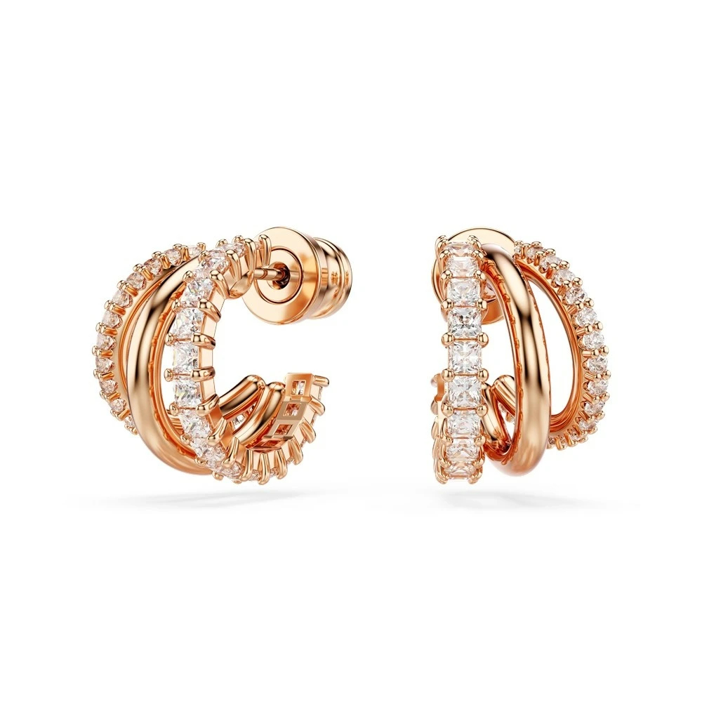 Swarovski Hyperbola Kreolen, Verschiedene Schliffe, Mini, 18K Roségoldbeschichtet Weiß - Bild 9