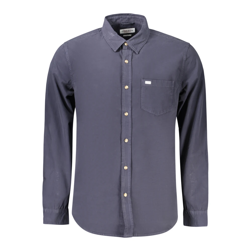 Guess, Herren, Hemden, Slim-Fit Langarmshirt mit Tasche, Blau, (XXL) - Bild 4