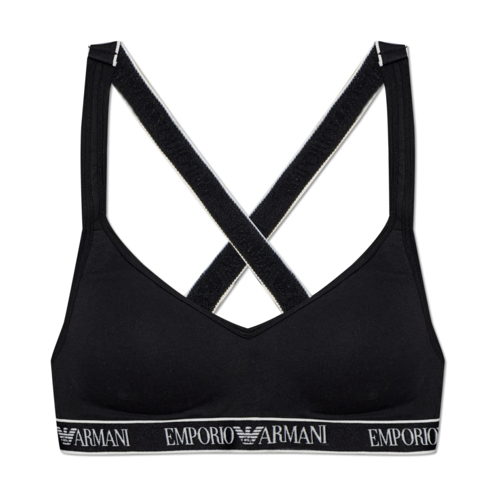 Emporio Armani Damen Schwarz - Logo-Tape Cross-Back Bh - Underwear - K - Xs