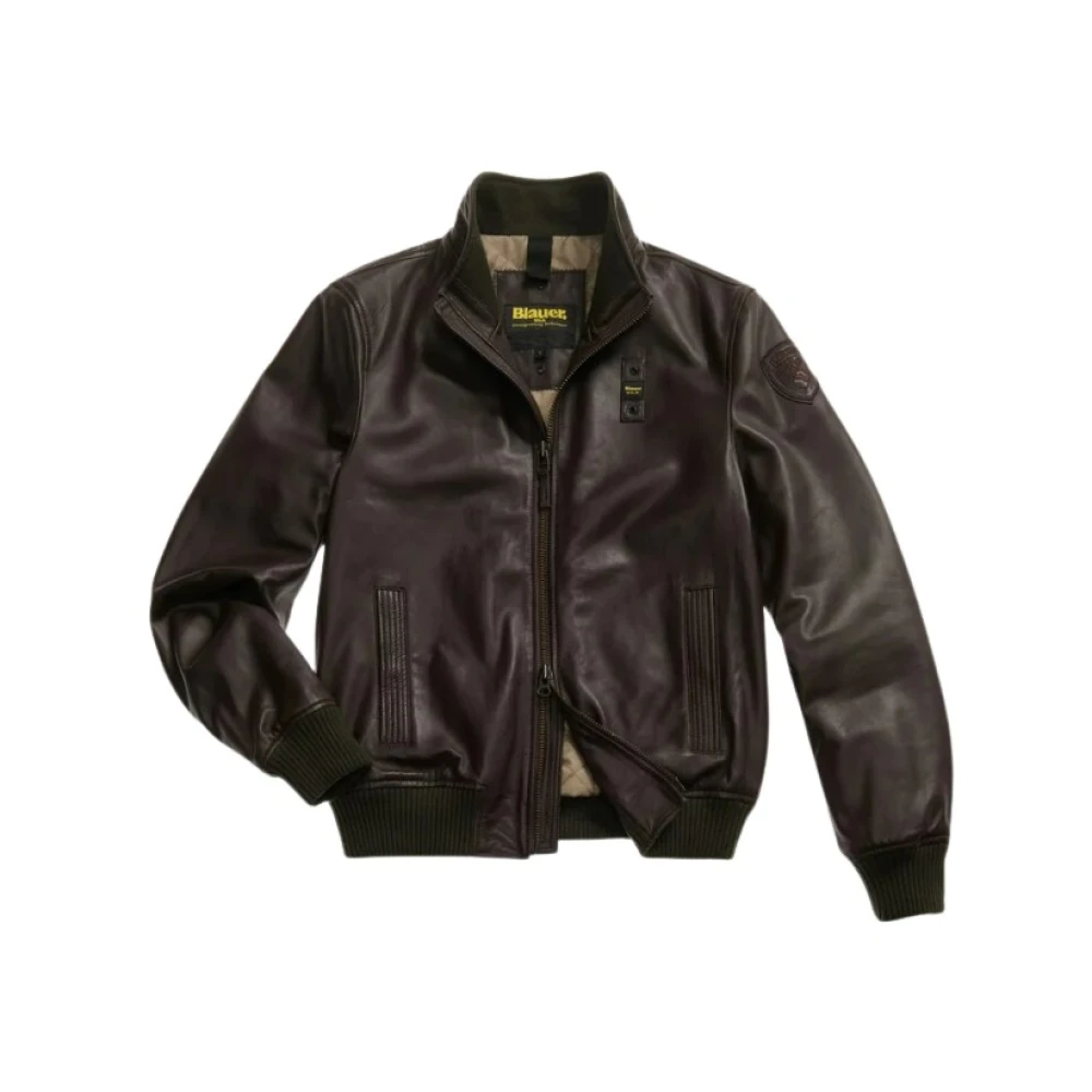 Blauer Herren Braun - Leder Bomberjacke - Jackets - M