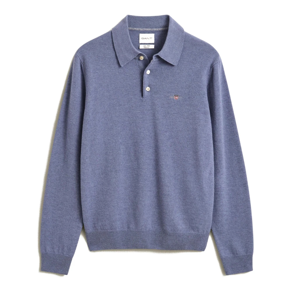 Gant Herren Blau Für 8060109 Poloshirt Aus Er Wolle (L), Lässig, Klassisch, Langarm - Bild 7