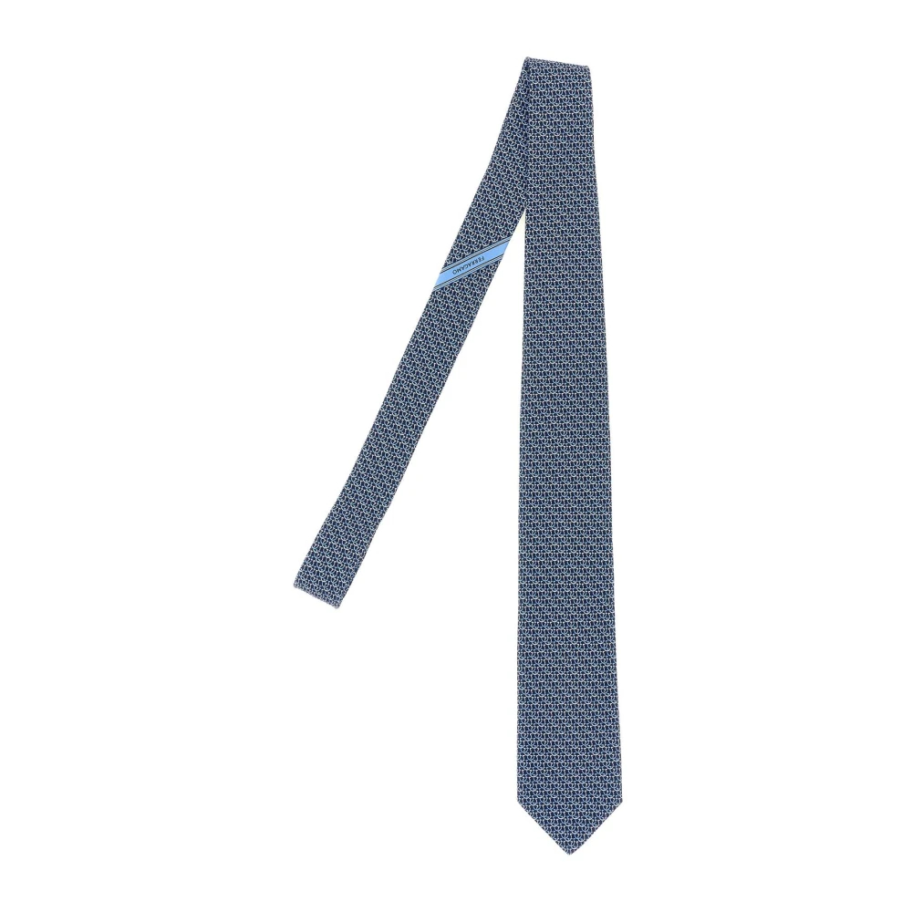 FERRAGAMO | Navy blue Gancini silk twill Cerchio tie | male | PZ - Bild 8