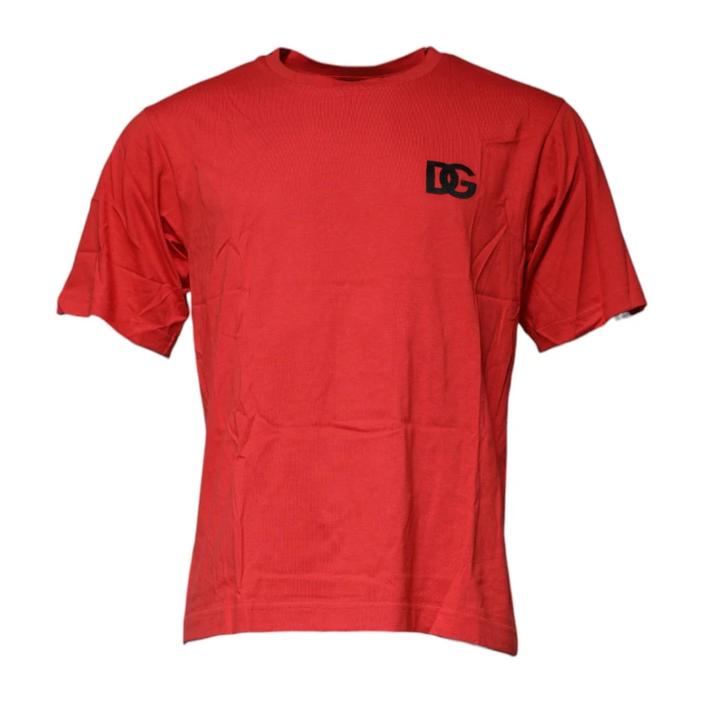 Dolce & Gabbana Herren Rot - Es Baumwoll-Crew-Neck T-Shirt - Tops - M