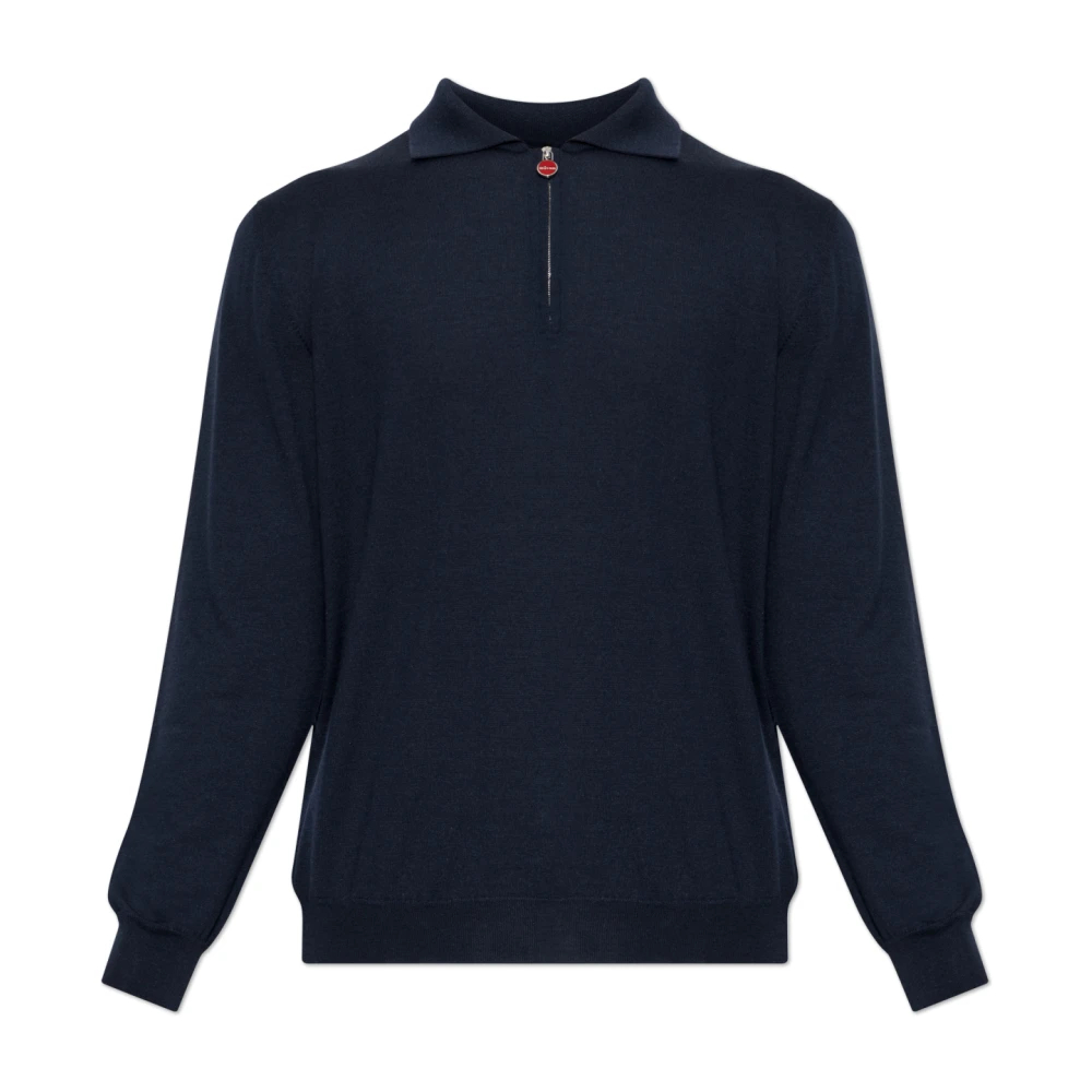 Kiton Herren Blau - Kaschmir-Poloshirt Mit Langen Ärmeln - Knitwear - Xl