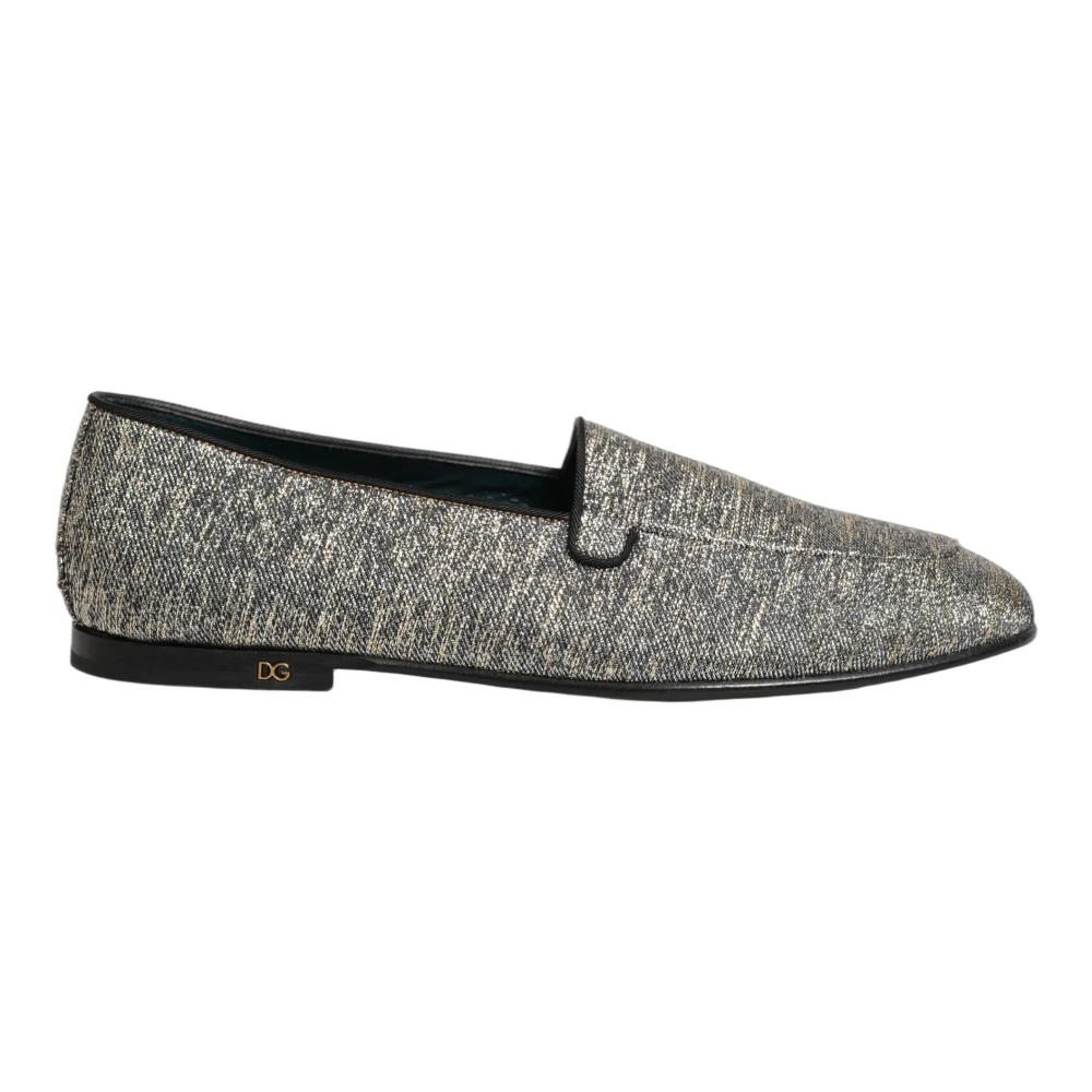 Dolce & Gabbana Herren Grau - Glitter Lurex Dg Logo Dress Loafers - Shoes - 42 Eu