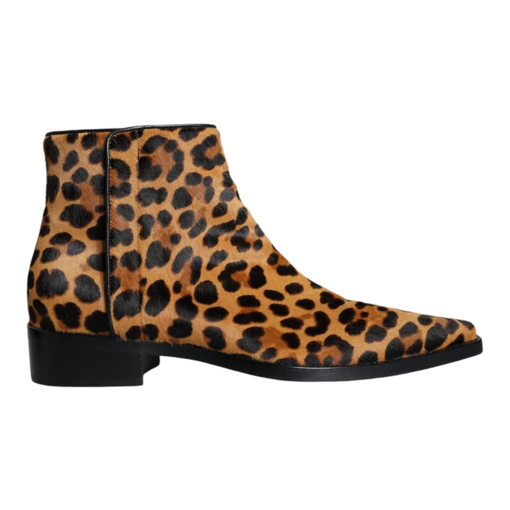 Dolce & Gabbana Damen Multicolor - Leopard Kalb Pelz Knöchel Stiefel Schuhe - Shoes - Mehrfarbig - 35 1/2 Eu