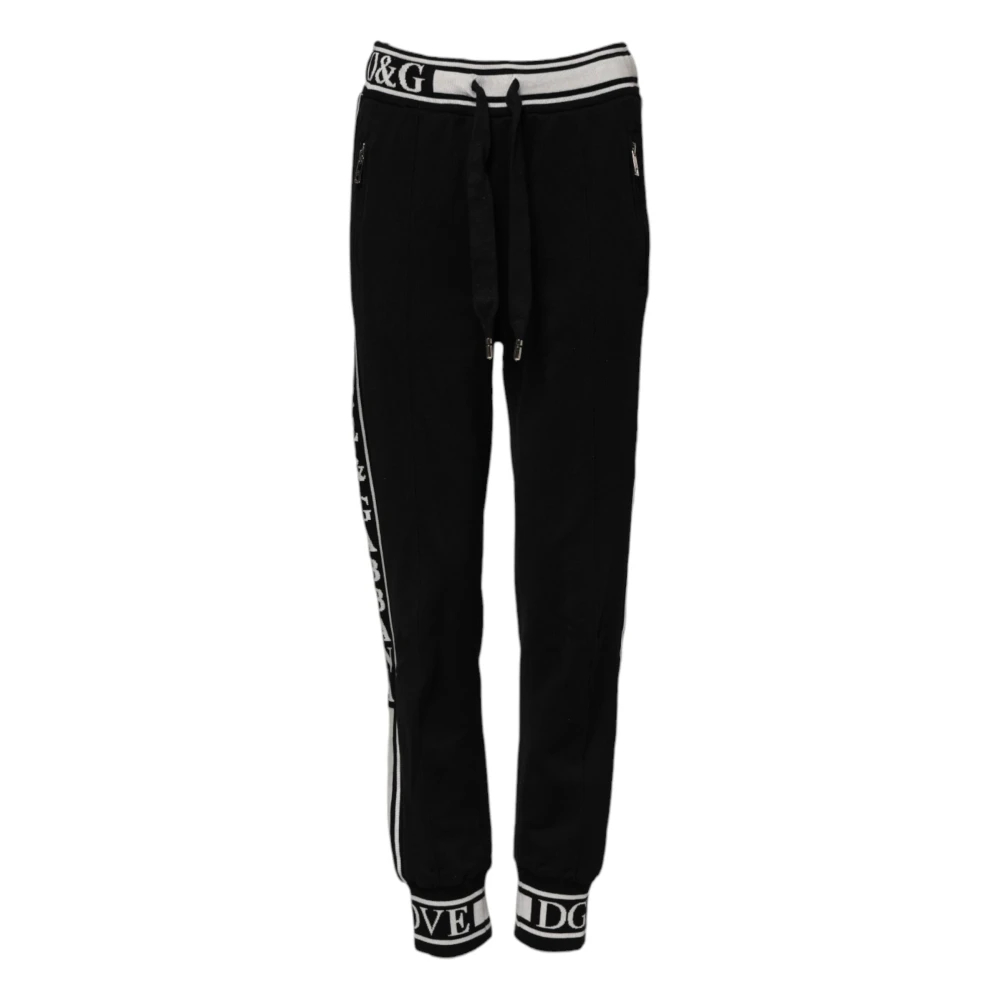 Dolce & Gabbana Damen Schwarz - E Baumwoll-Logo-Taillen-Joggerhose - Trousers - K -Xs