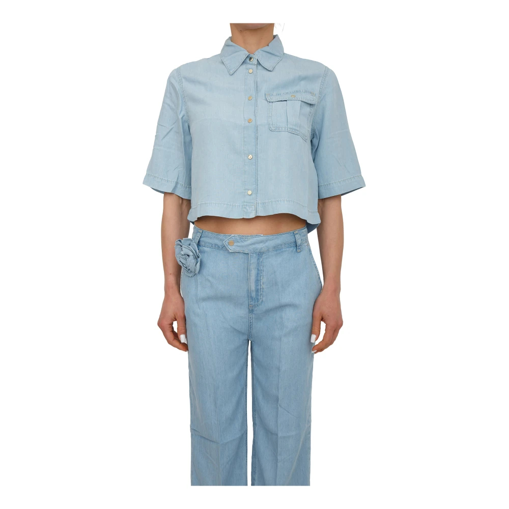 Blugirl Damen Blau - Boxy Lyocell Denim Shirt - Blouses & Shirts - Xs