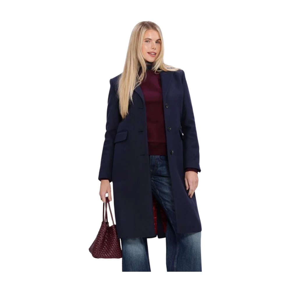 Tommy Hilfiger - Klassischer Einreihiger Wollmantel - Coats - Damen - Blau - L - Bild 4
