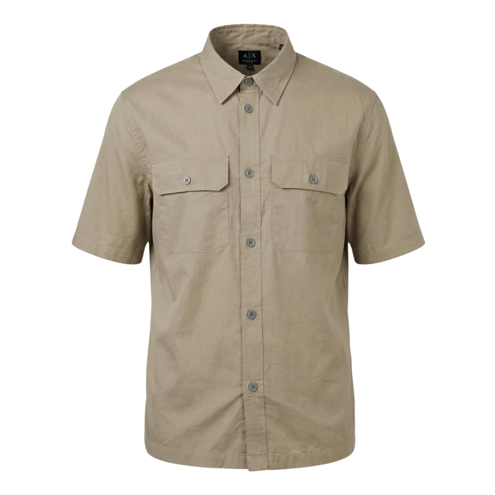 Armani Exchange Herren Beige - Kurzärmeliges Hemd - Shirts - S