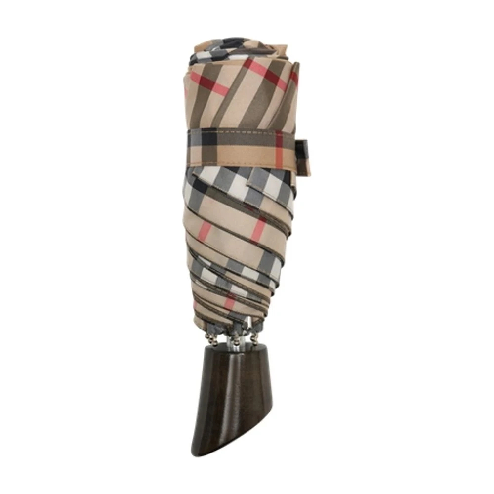 Burberry Damen Beige Foldable Check Umbrella In Polyester, Sand - Image 3
