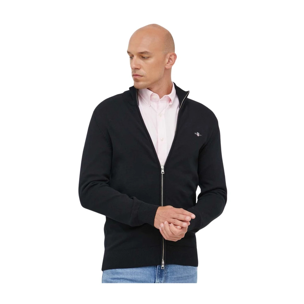Gant Herren Schwarz Cardigan "Casual Cotton Zip Cardigan", Gr. 3XL, Strick, Obermaterial: 100% Baumwolle, Regular Fit, Rundhals, Angeschnitten,Ei... - Bild 6