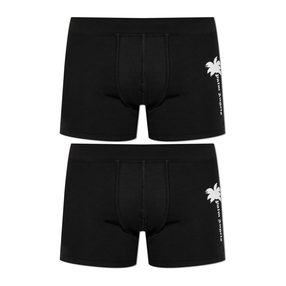 Palm Angels Herren Schwarz - Logo Boxer Briefs Zweierpack - Underwear - K - M