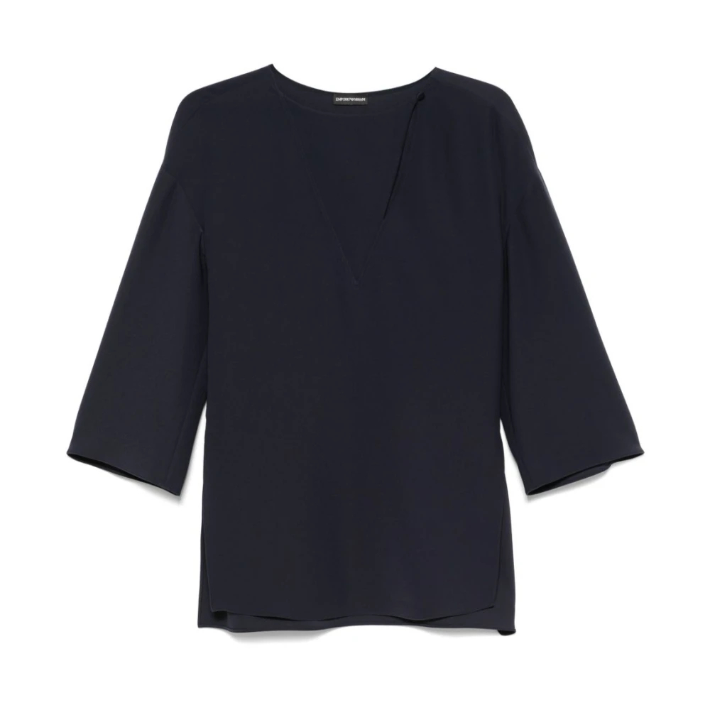 Emporio Armani Damen Blau - E Oxford-Top Mit Seitenschlitzen - Blouses & Shirts - Xl