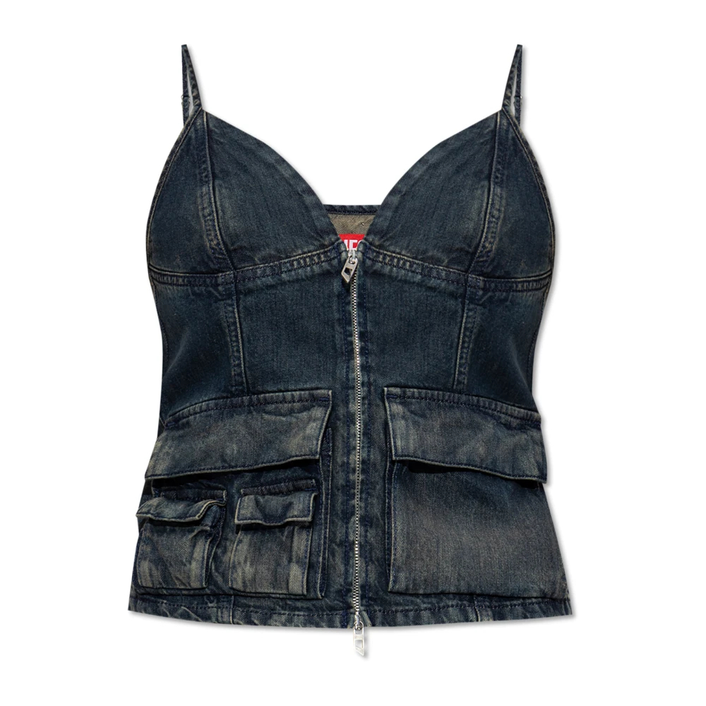 Diesel Damen Blau - Top De-Mellis-S - Tops - 2XS