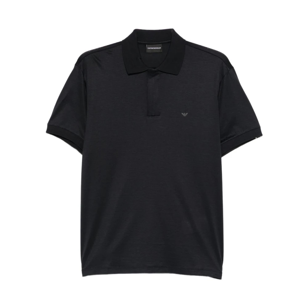 Emporio Armani - Kurzärmeliges Polohemd Aus Baumwoll-Lyocell-Mischung - Tops - Herren - Schwarzk - Xl