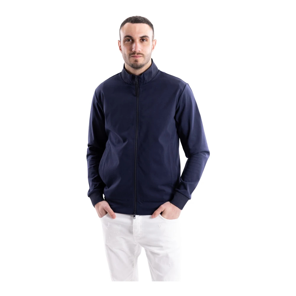 People Of Shibuya Herren Blau - Saku Sweatshirt Mit Durchgehendem Reißverschluss Und Stehkragen - Sweatshirts & Hoodies - 2XL