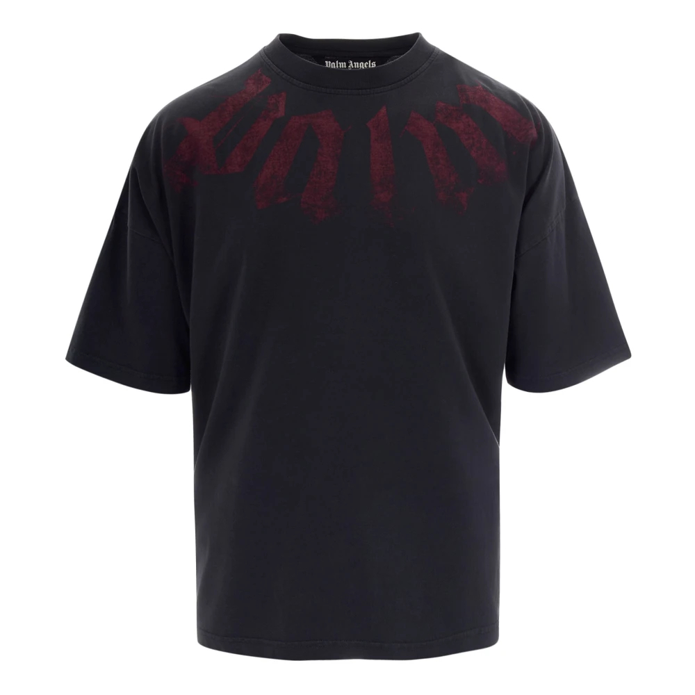 Palm Angels Herren Schwarz - Big Neck Logo Loose Tee - Tops - K - M