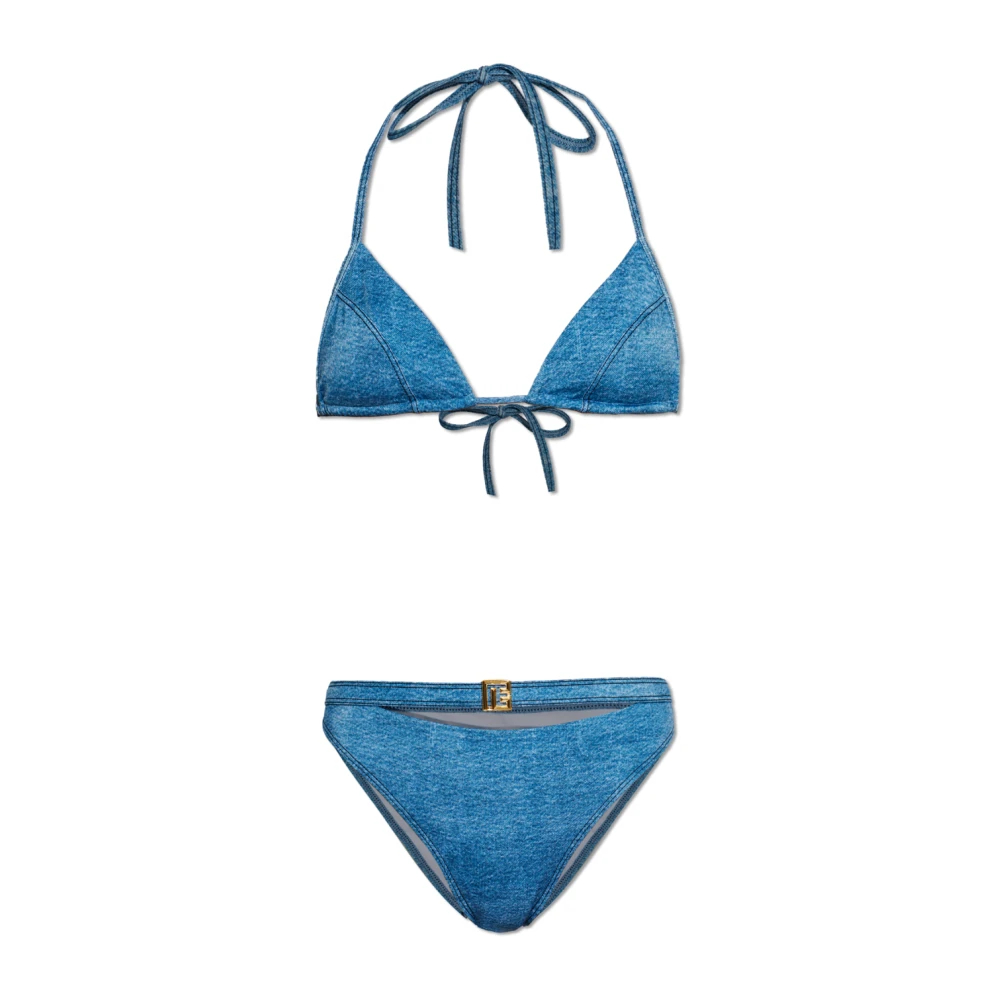 Balmain Damen Blau - Denim Zweiteiliger Badeanzug - Swimwear - S