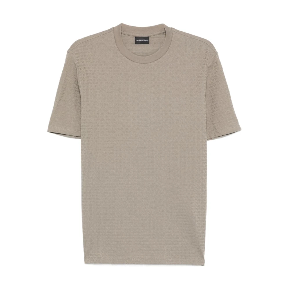 Emporio Armani Herren Beige - Tonal Gemustertes Kurzarm-Top Mit Rundhalsausschnitt - Tops - 2XL