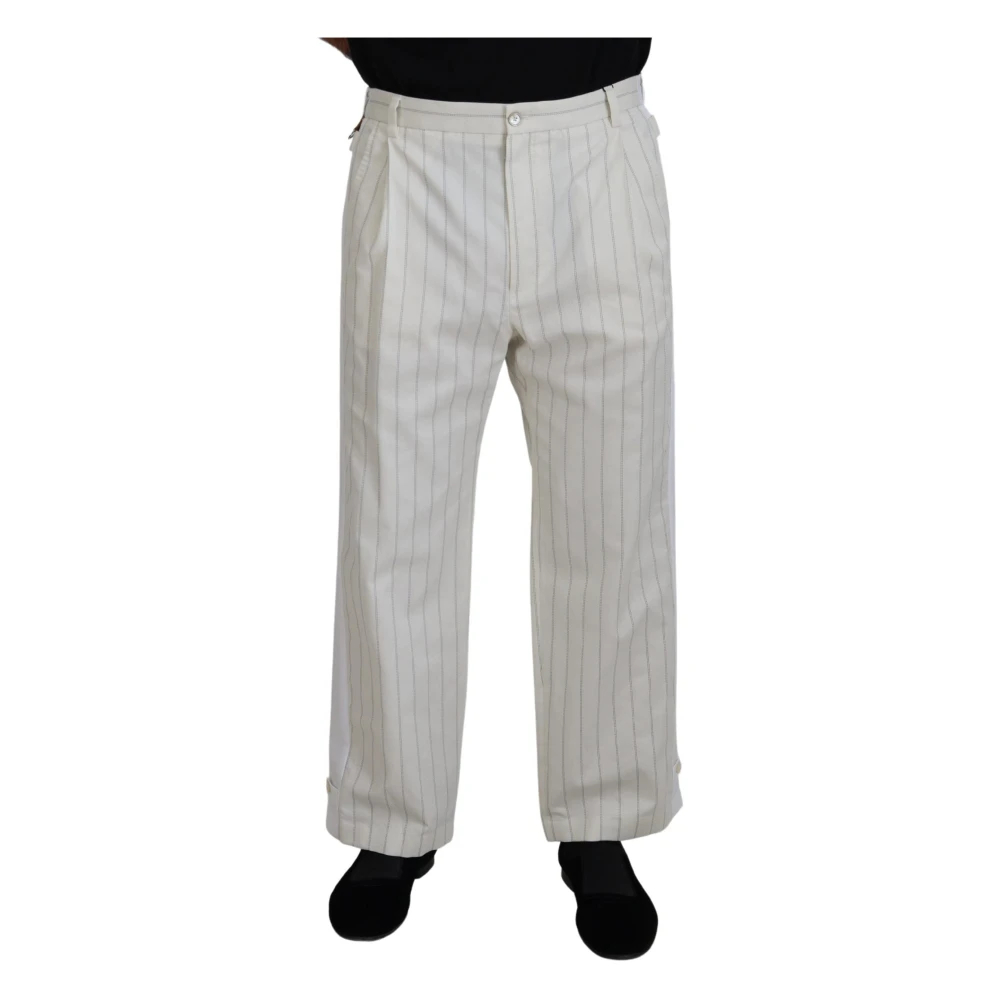 Dolce & Gabbana Herren Weiß - Baumwollformhose Mit Streifen - Trousers - Xs