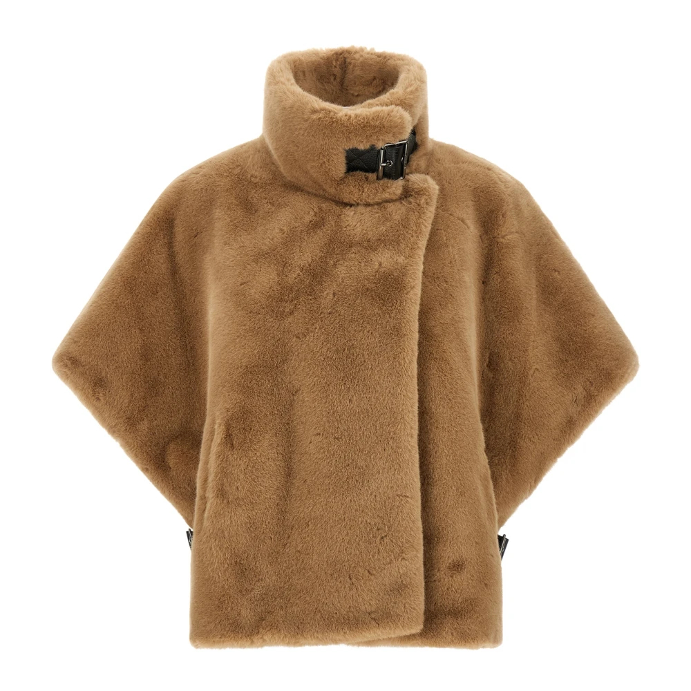 Pinko Damen Beige - Cape In Pelzoptik - S - Bild 3