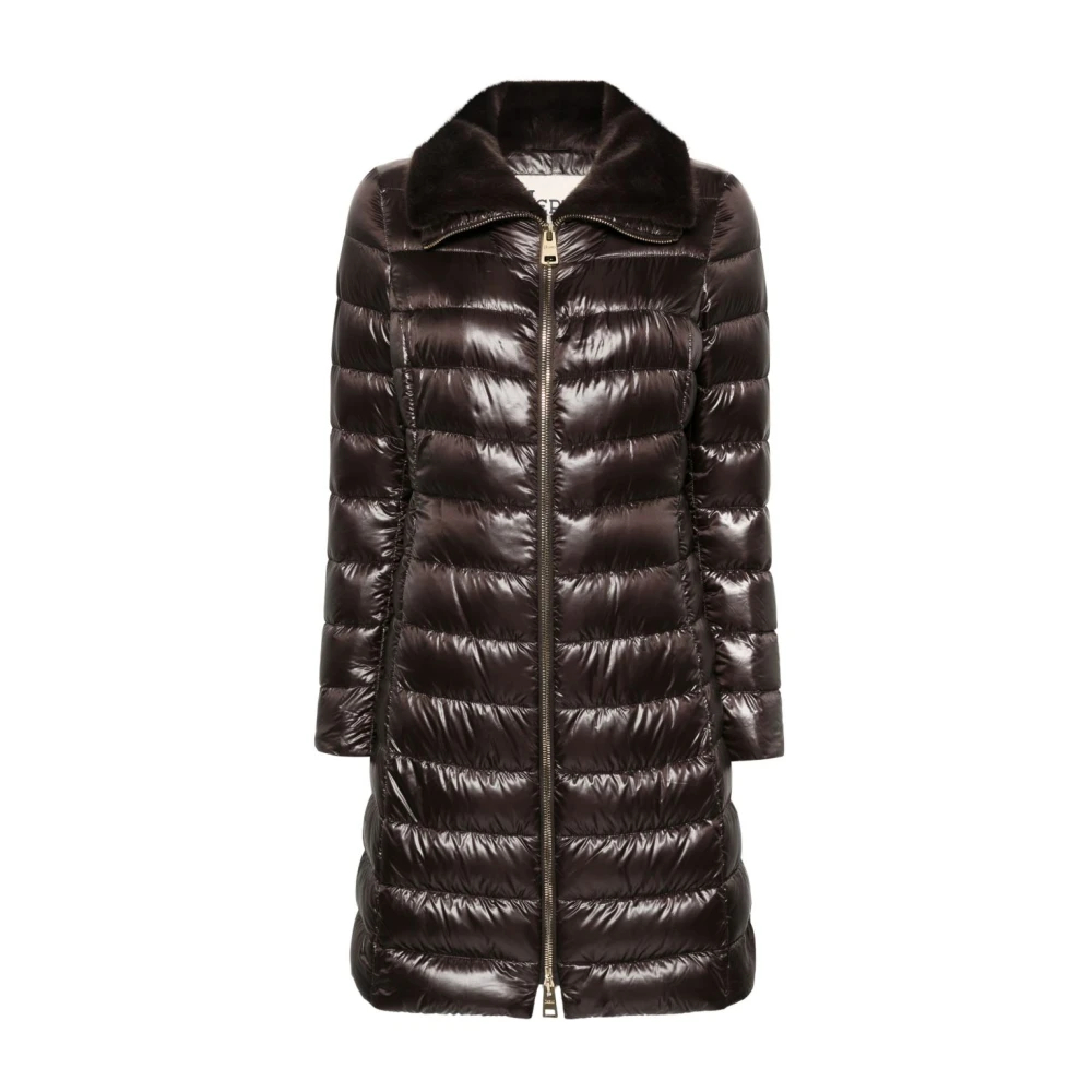 Herno - Langer Gepolsterter Puffer-Mantel - Jackets - Damen - Braun - Xl