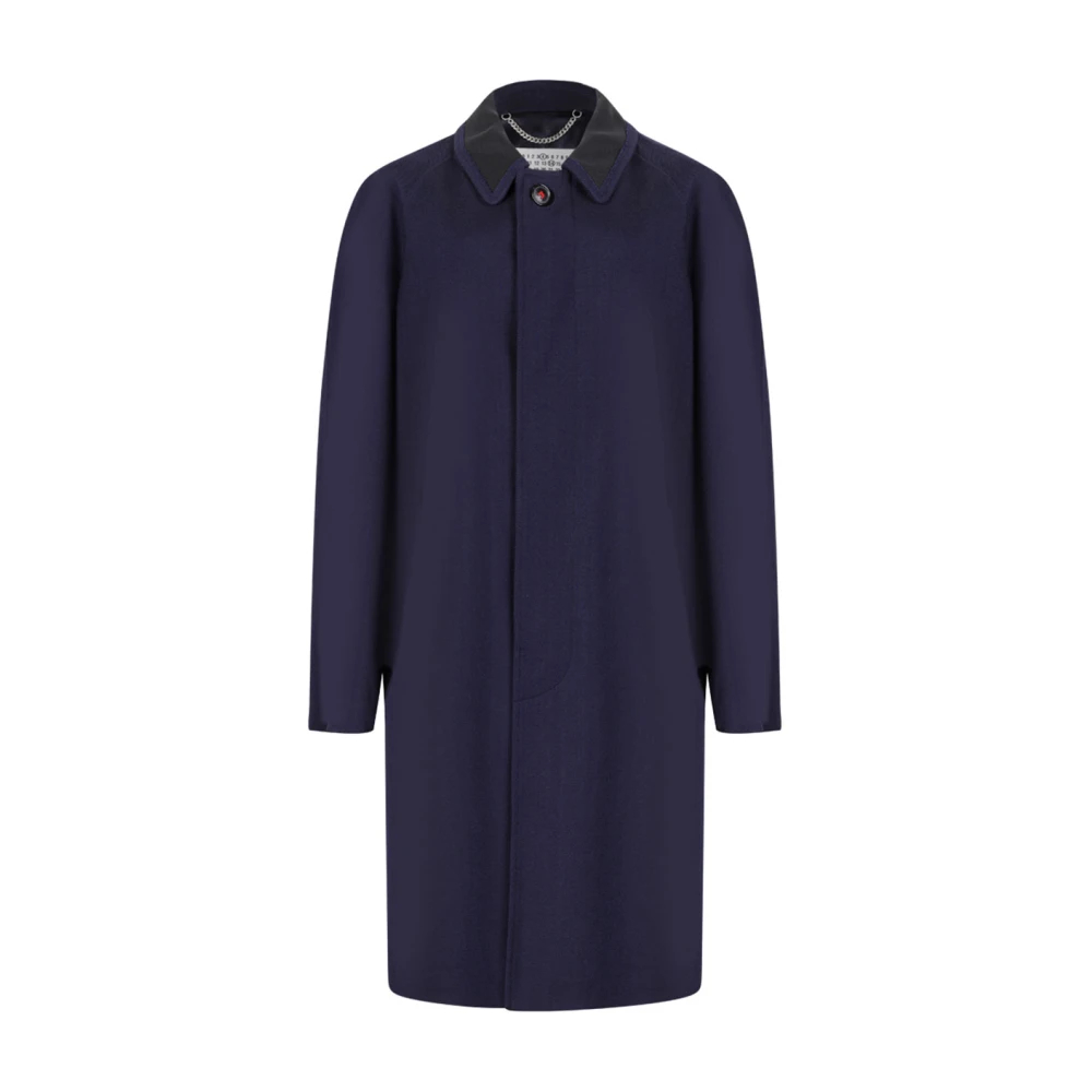 Maison Margiela Damen Blau - Einreihiger Wollmantel - Coats - S