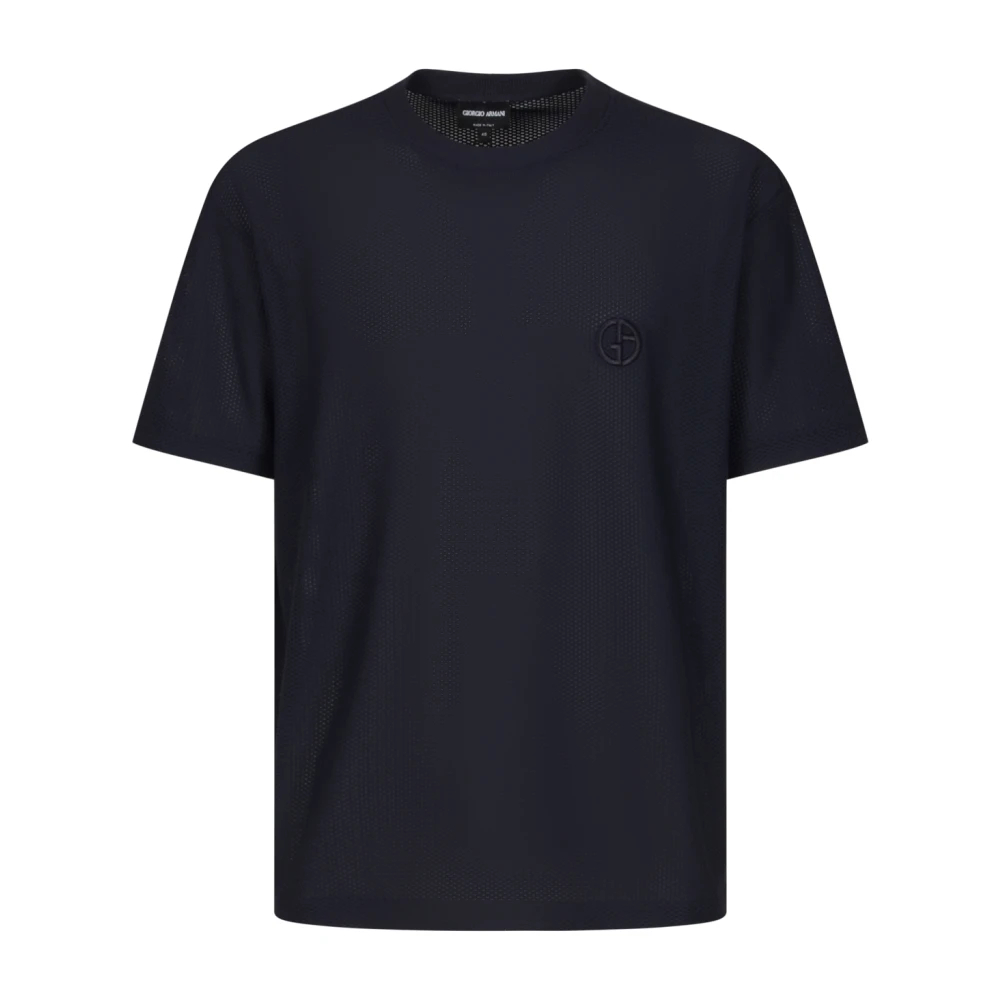 Giorgio Armani Herren Schwarz - Technisches Waffel-T-Shirt - Tops - K - L