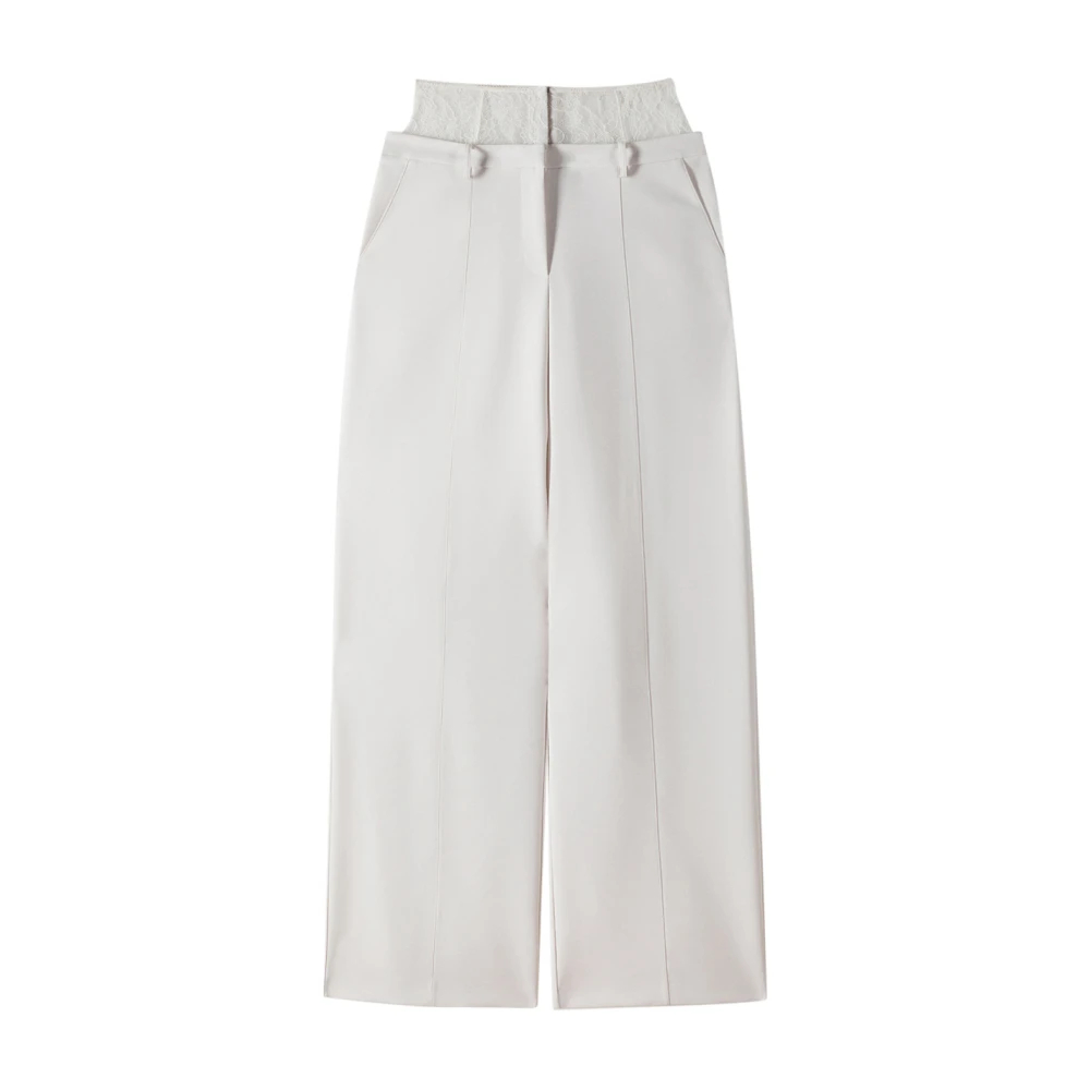 Patrizia Pepe Damen Beige - Palazzohose Mit Spitzentaille - Trousers - Xs