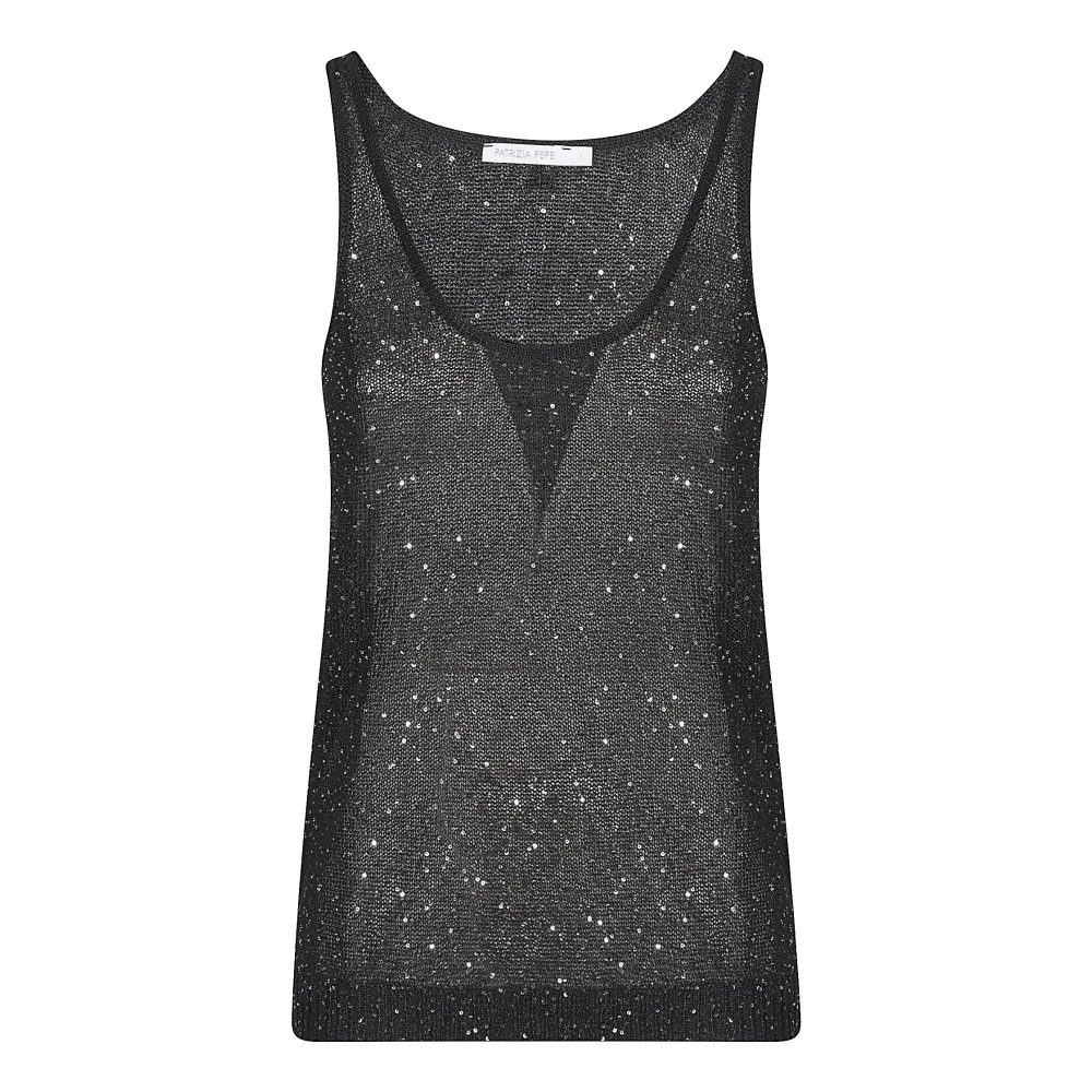 Patrizia Pepe Damen Schwarz - Strick-Top Mit Pailletten - Tops - K - Xs