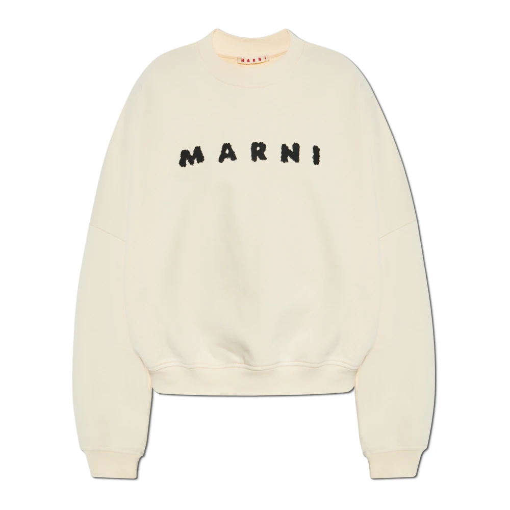 Marni Damen Beige - Sweatshirt Mit Logo - Sweatshirts & Hoodies - Xs