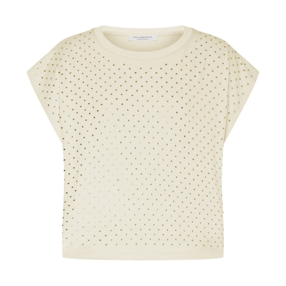 Philosophy Di Lorenzo Serafini Damen Beige - Cropped T-Shirt Mit Strass - Tops - L