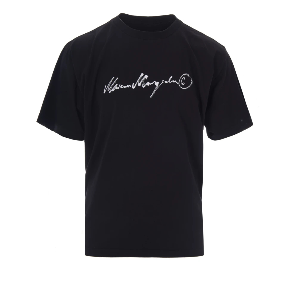 Mm6 Maison Margiela Herren Schwarz - Bemaltes Logo T-Shirt - Tops - K - S